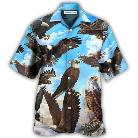 Eagle Flying In The Blue Sky - Hawaiian Shirt - Reefox