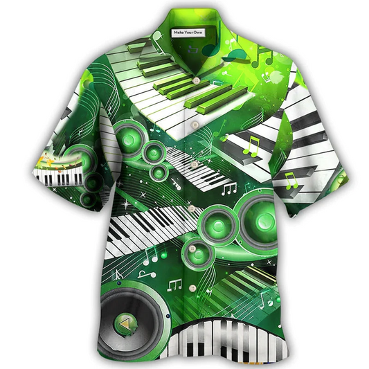 Hawaiian Shirt / Adults / S Piano Music Love Green Style - Hawaiian Shirt - Reefox