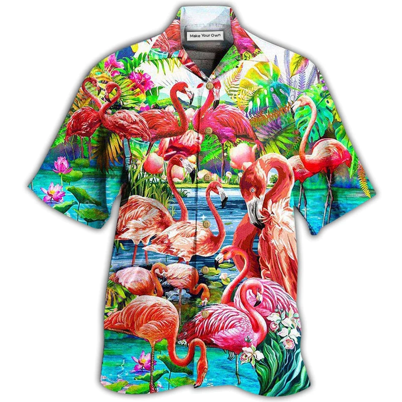 Hawaiian Shirt / Adults / S Flamingo Green Slow Down Enjoy The Moment - Hawaiian Shirt - Reefox