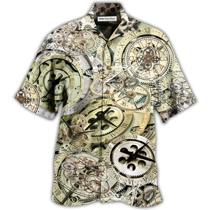 Hawaiian Shirt / Adults / S Clock One Speed One Gear Clock With Vintage Style - Hawaiian Shirt - Reefox