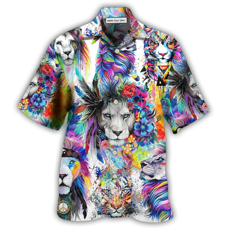 Hawaiian Shirt / Adults / S Lion Colorful Painting - Hawaiian Shirt - Reefox