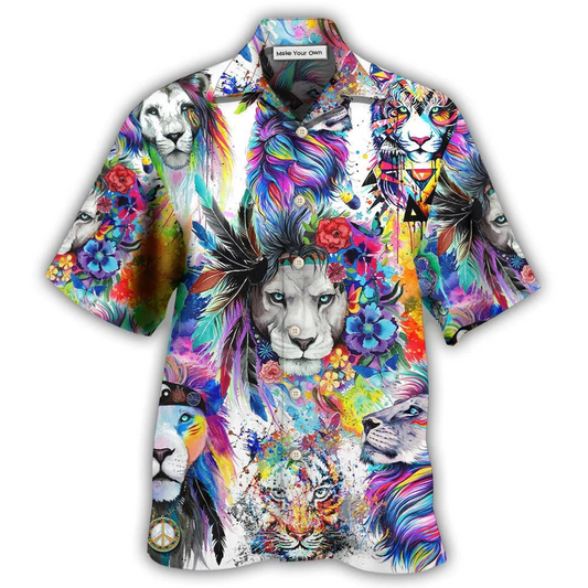 Hawaiian Shirt / Adults / S Lion Colorful Painting - Hawaiian Shirt - Reefox