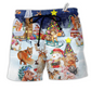 Beach Short / Adults / S Christmas Happy Animals Snow - Beach Short Reefox - Owls Matrix LTD