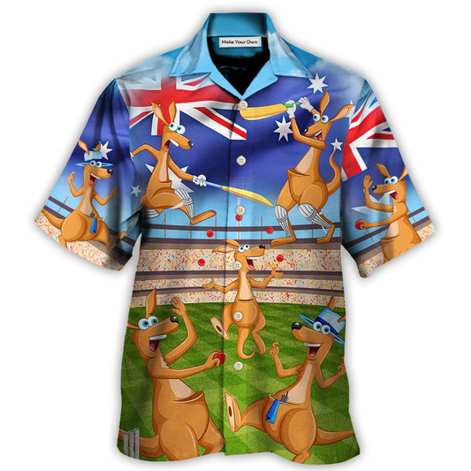 Cricket Kangaroo Play Cricket Funny We Love Cricket - Hawaiian Shirt - Reefox