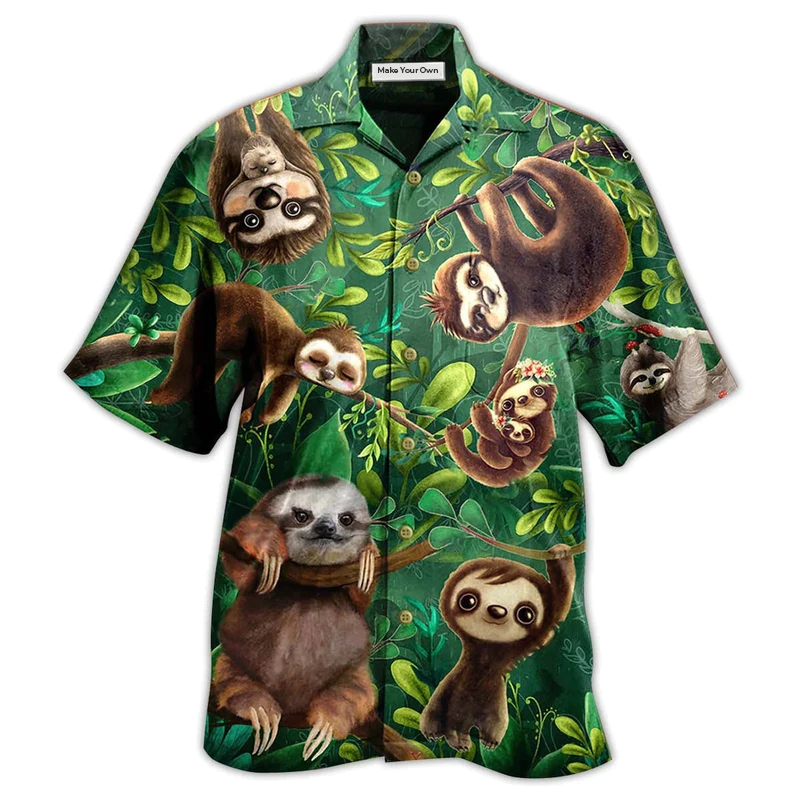 Hawaiian Shirt / Adults / S Sloth Lovely Cute Animals - Hawaiian Shirt - Reefox