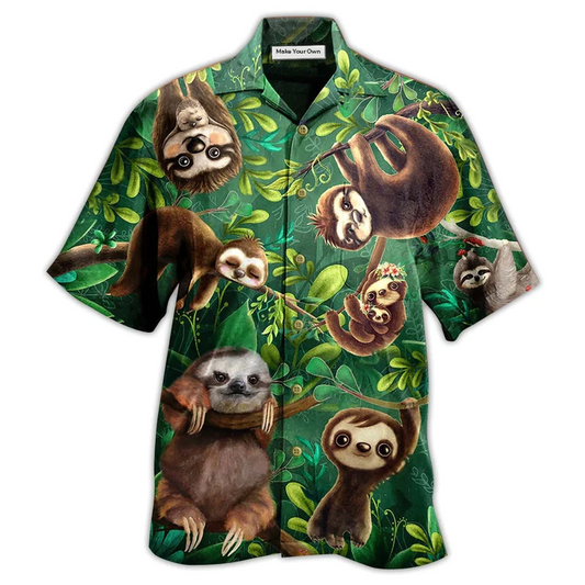 Hawaiian Shirt / Adults / S Sloth Lovely Cute Animals - Hawaiian Shirt - Reefox