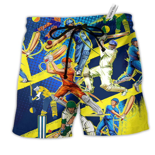 Beach Short / Adults / S Cricket Lets Play Cricket Colorful - Beach Short Reefox - Owls Matrix LTD