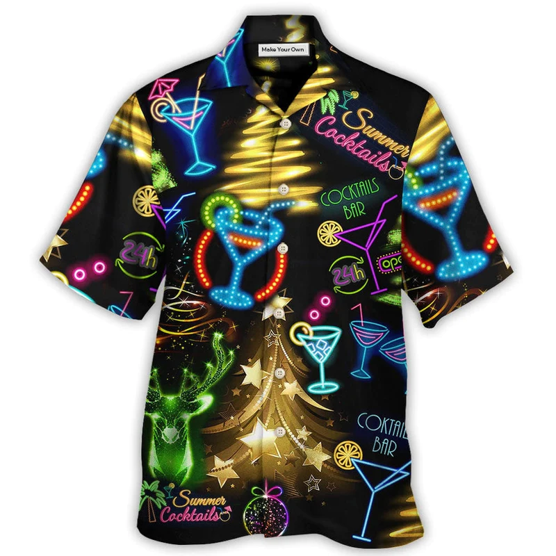 Hawaiian Shirt / Adults / S Cocktail Christmas Neon Art Drinking - Hawaiian Shirt - Reefox