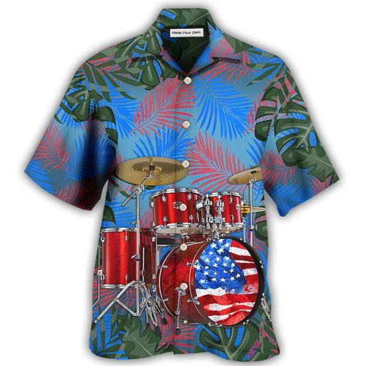 Hawaiian Shirt / Adults / S Drum Independence Day America - Hawaiian Shirt - Reefox