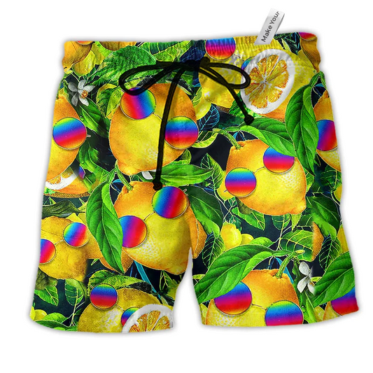 Beach Short / Adults / S Hippie Fruit Lemon Peace Life Color - Beach Short Reefox - Owls Matrix LTD