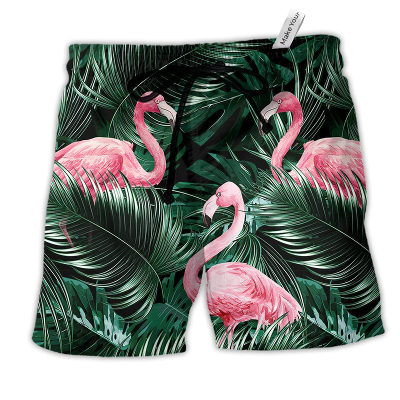Beach Short / Adults / S Flamingo Love Life Style Tropical Leaf - Beach Short Reefox - Owls Matrix LTD