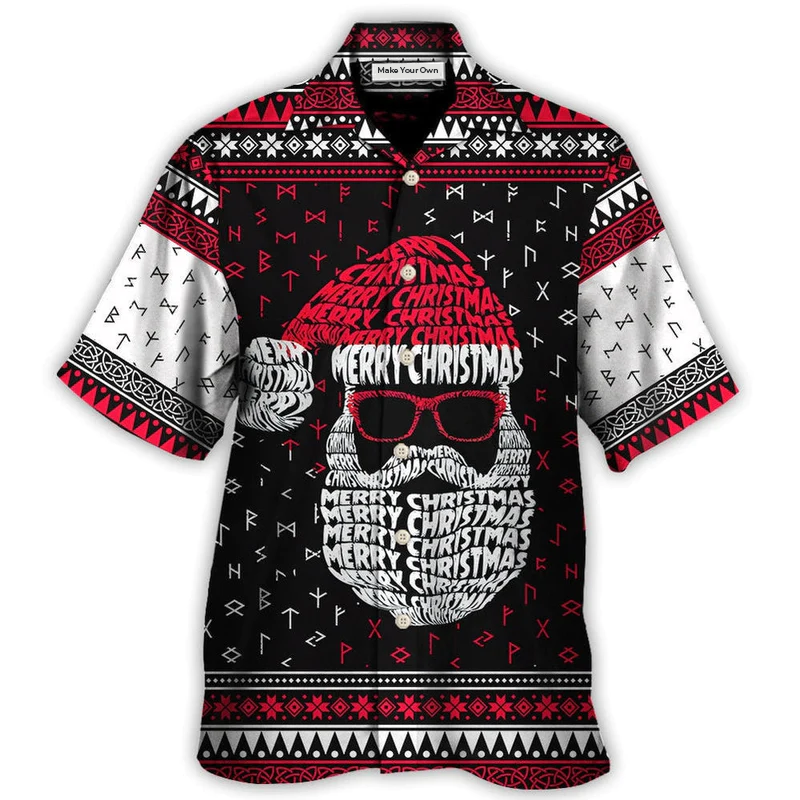 Hawaiian Shirt / Adults / S Christmas Santa Claus Retro Viking Pattern - Hawaiian Shirt - Reefox