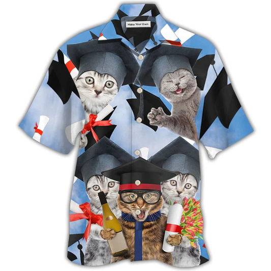 Cat Graduation Cute Cat - Hawaiian Shirt - Reefox