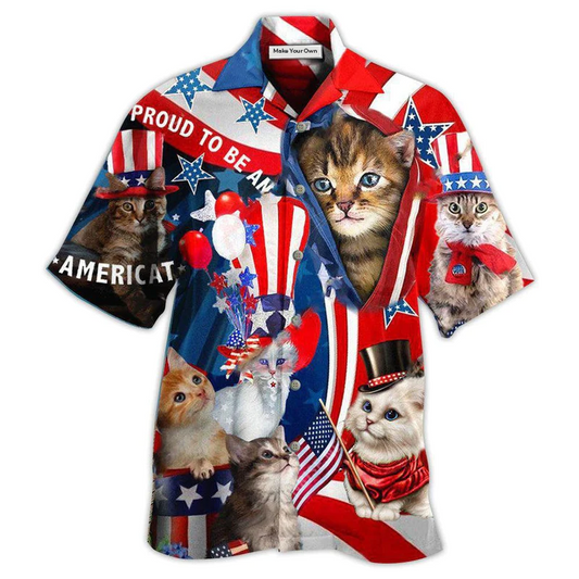 Hawaiian Shirt / Adults / S America Proud To Be An Cat - Hawaiian Shirt - Reefox