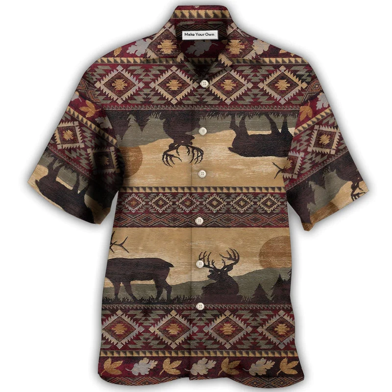 Hawaiian Shirt / Adults / S Native Style Love Peace Moose - Hawaiian Shirt - Reefox