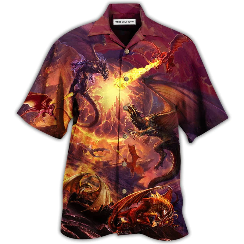 Hawaiian Shirt / Adults / S Dragon Fighting Togerther Love Life - Hawaiian Shirt - Reefox