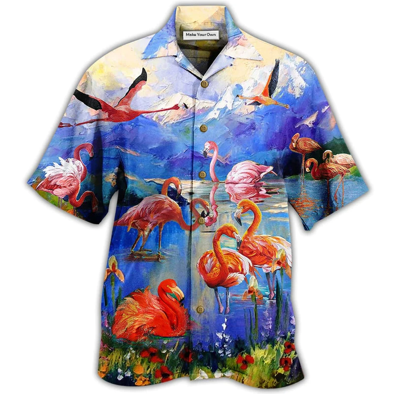 Hawaiian Shirt / Adults / S Flamingo Fly To Hawaii - Hawaiian Shirt - Reefox
