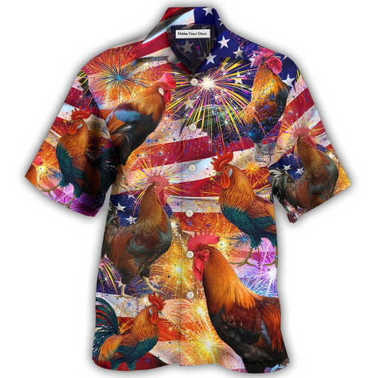 Hawaiian Shirt / Adults / S Chicken America Celebrating Independence Day - Hawaiian Shirt - Reefox