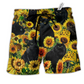 Beach Short / Adults / S Black Cat Love Sunflower - Beach Short Reefox - Owls Matrix LTD
