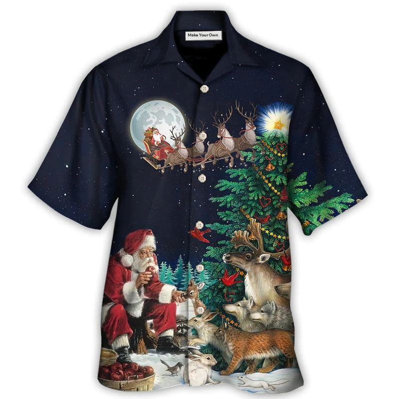Hawaiian Shirt / Adults / S Christmas Santa Giving Christmas For Everyone Christmas Night - Hawaiian Shirt - Reefox