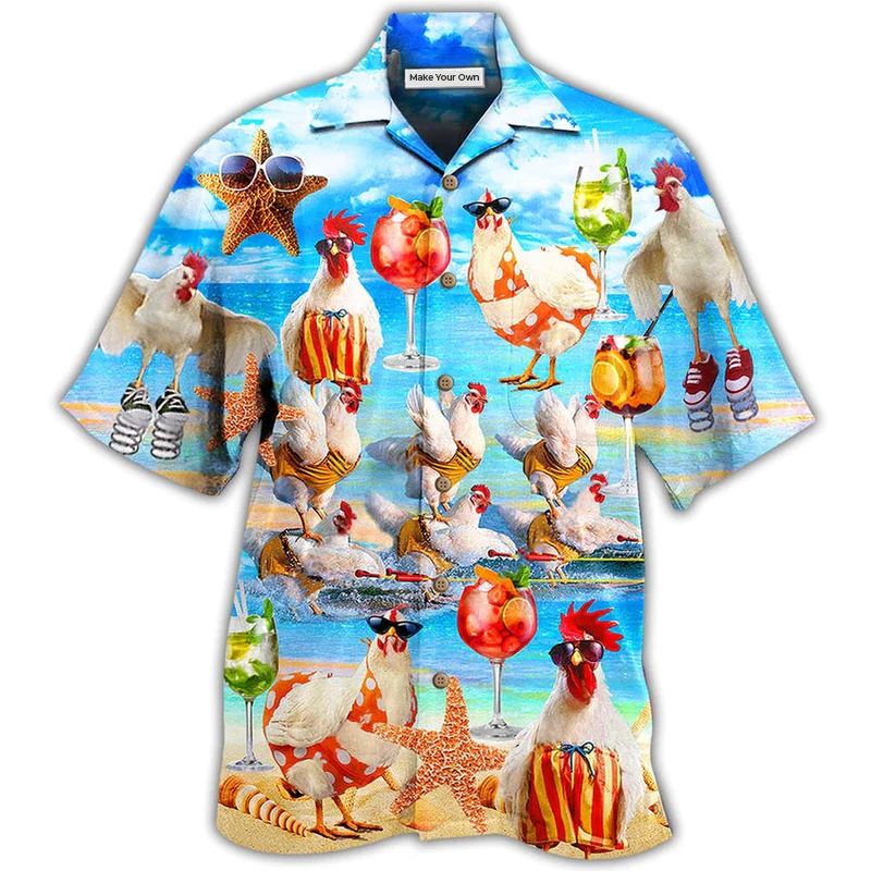 Hawaiian Shirt / Adults / S Chicken On The Beach Love Summer - Hawaiian Shirt - Reefox