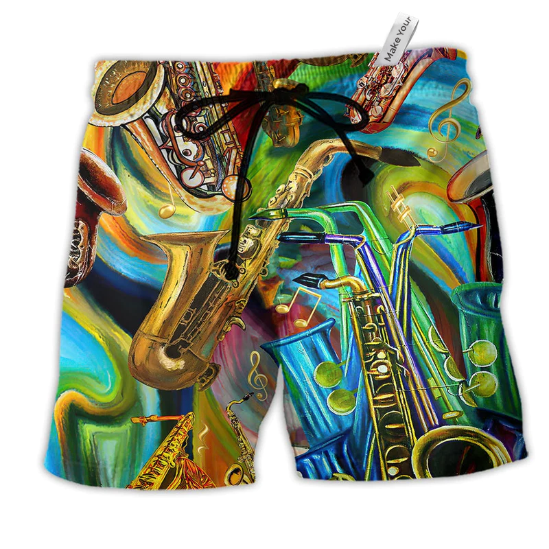 Beach Short / Adults / S Music Saxophone Is My Second Language - Beach Short Reefox - Owls Matrix LTD