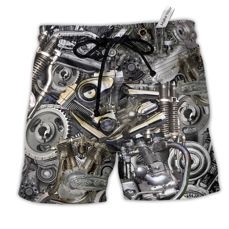 Beach Short / Adults / S Motorcycle Bikers Don't Go Gray We Turn Chrome Classic - Beach Short Reefox - Owls Matrix LTD
