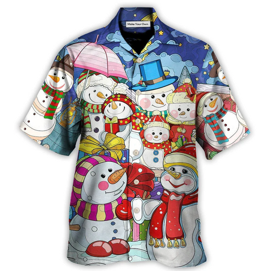 Christmas Snowman Merry Xmas And Happy New Year Art Style - Hawaiian Shirt - Reefox