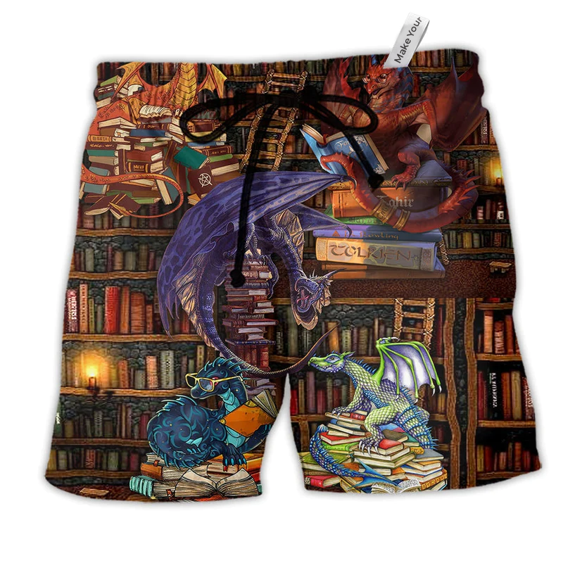 Beach Short / Adults / S Dragon Love Books My Weekend Is All Booked - Beach Short Reefox - Owls Matrix LTD