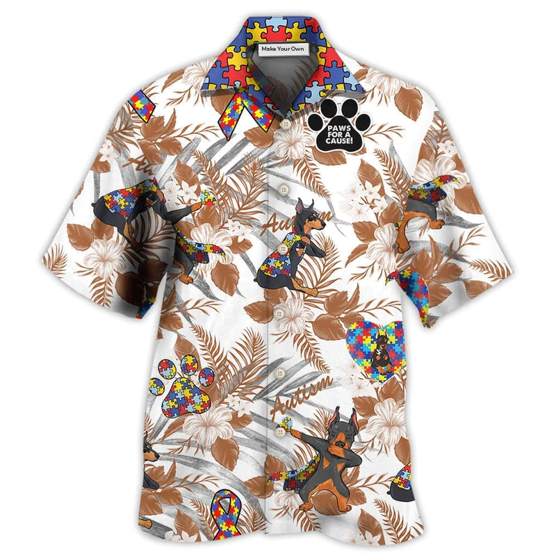Hawaiian Shirt / Adults / S Doberman Autism With Serious Style - Hawaiian Shirt - Reefox