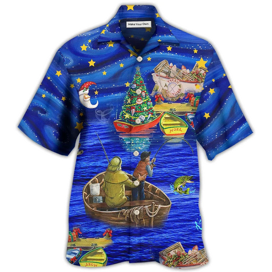 Hawaiian Shirt / Adults / S Fishing Lover Beautiful Christmas Night - Hawaiian Shirt - Reefox