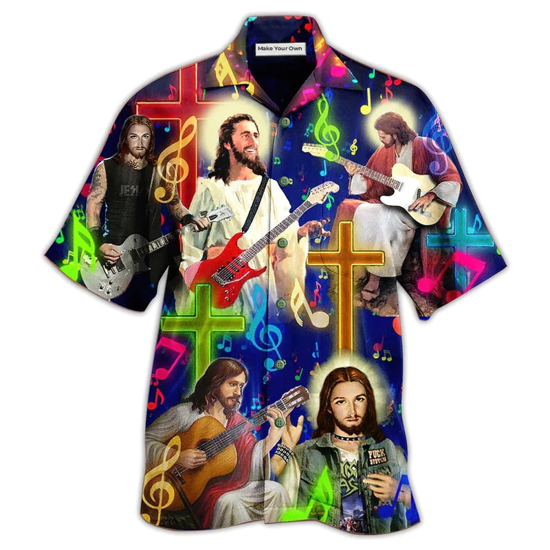 Hawaiian Shirt / Adults / S Guitar Jesus Love Guitar - Hawaiian Shirt - Reefox