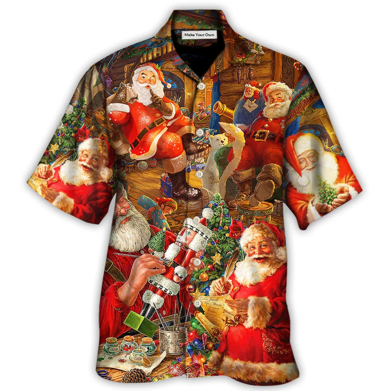 Hawaiian Shirt / Adults / S Christmas Funny Santa Claus Gift Xmas Is Coming Art Style - Hawaiian Shirt - Reefox