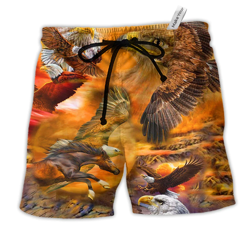 Beach Short / Adults / S Eagle Flying In The Sunset Sky - Beach Short Reefox - Owls Matrix LTD