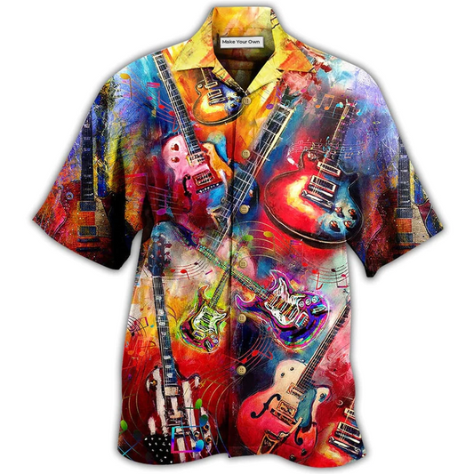 Hawaiian Shirt / Adults / S Guitar Music Mix Color Love Life Very Much - Hawaiian Shirt - Reefox