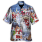Hawaiian Shirt / Adults / S Christmas Santa And Snowman Happy Holiday Christmas - Hawaiian Shirt - Reefox