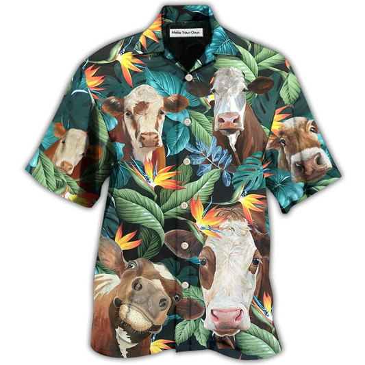 Hawaiian Shirt / Adults / S Cow Funny Tropical Style - Hawaiian Shirt - Reefox