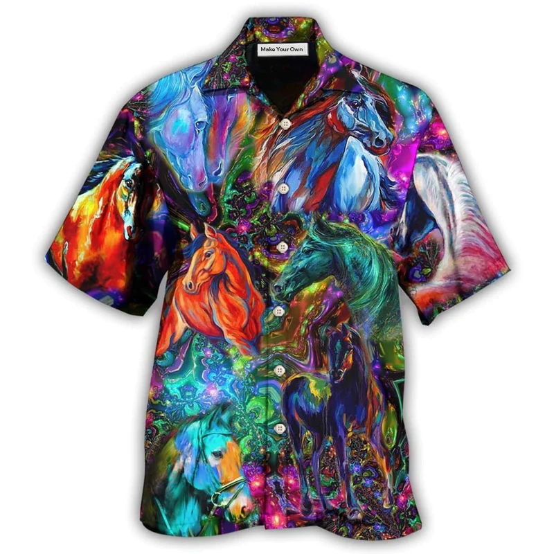 Hawaiian Shirt / Adults / S Horse Colorful In Life - Hawaiian Shirt - Reefox