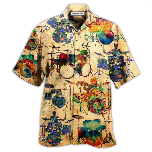Hawaiian Shirt / Adults / S Drum Music Colorful Vintage - Hawaiian Shirt - Reefox