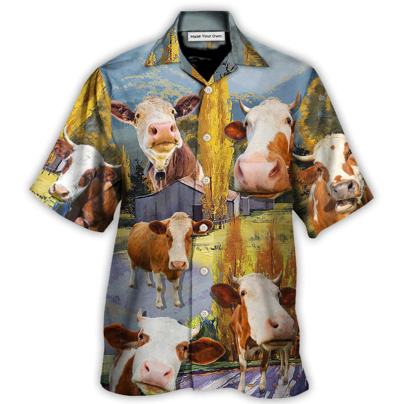 Cow Funny In The Australian Landscape Lover Cattle Art Style - Hawaiian Shirt - Reefox