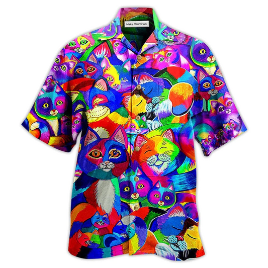 Hawaiian Shirt / Adults / S Cat Colorful Rainbow - Hawaiian Shirt - Reefox