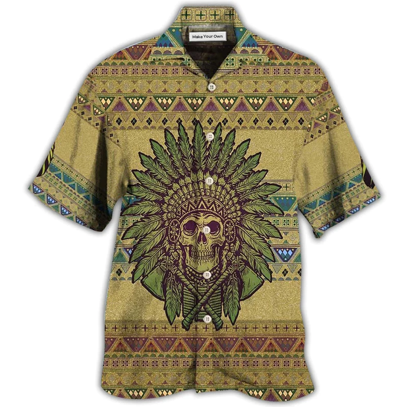 Hawaiian Shirt / Adults / S Native Skull Style Love Peace Pattern - Hawaiian Shirt - Reefox