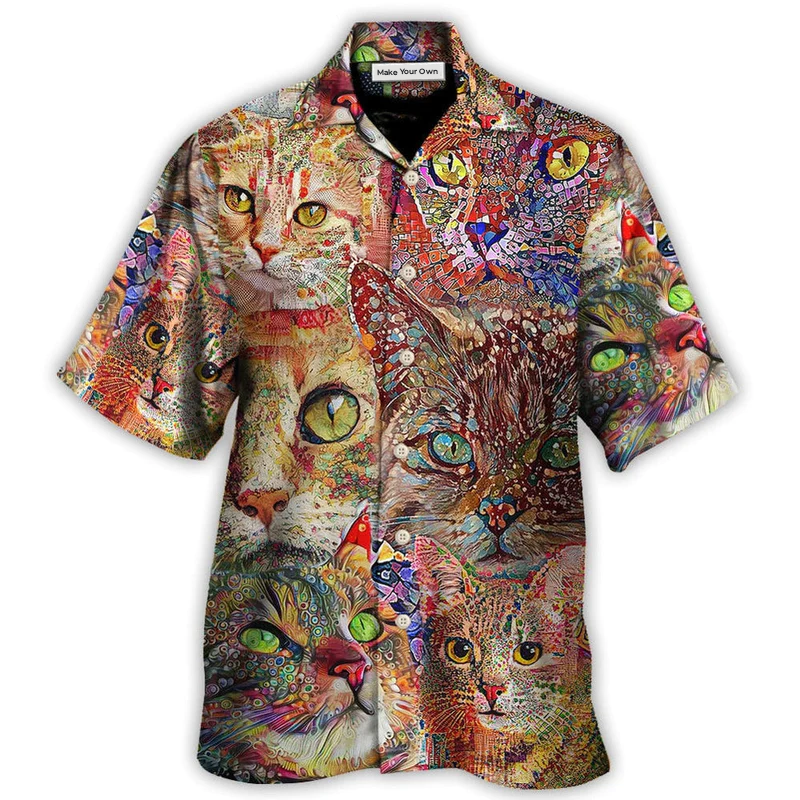 Hawaiian Shirt / Adults / S Cat Art Lover Funny Cat Colorful - Hawaiian Shirt - Reefox