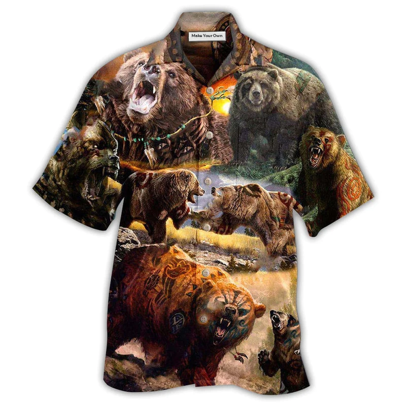 Hawaiian Shirt / Adults / S Native Bears Keep The Native Spirit - Hawaiian Shirt - Reefox
