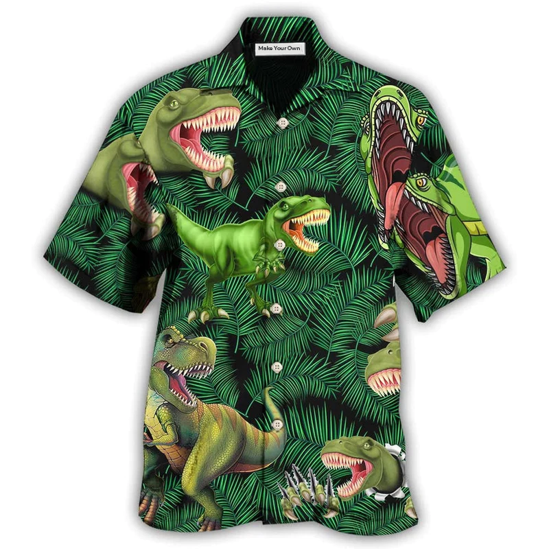 Hawaiian Shirt / Adults / S Dinosaur World Summer Green Leaf - Hawaiian Shirt - Reefox