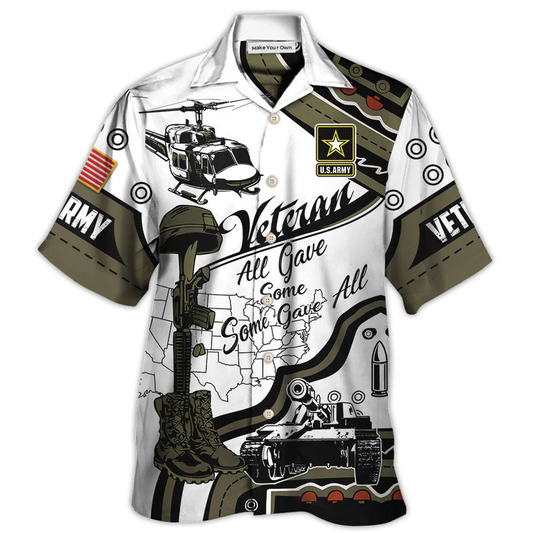 Hawaiian Shirt / Adults / S Veteran Us Army Some Gave All With Blue Style - Hawaiian Shirt - Reefox