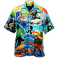 Hawaiian Shirt / Adults / S Bigfoot Loves Cool Surfing - Hawaiian Shirt - Reefox
