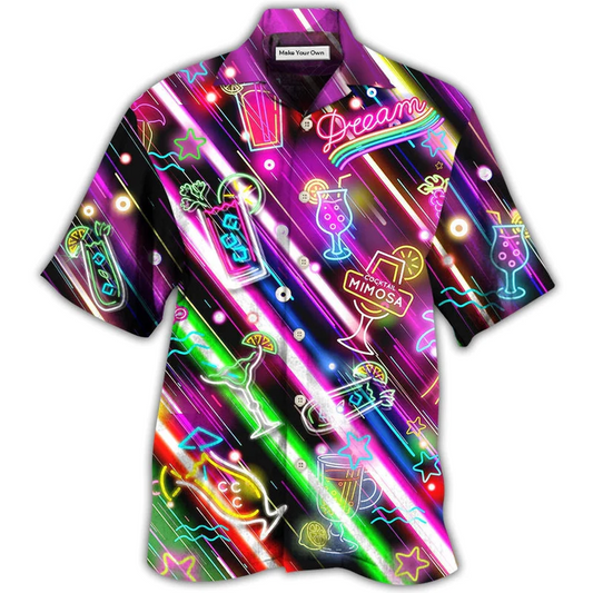 Hawaiian Shirt / Adults / S Cocktail Mimosa Happy Hour Stunning Neon Style - Hawaiian Shirt - Reefox