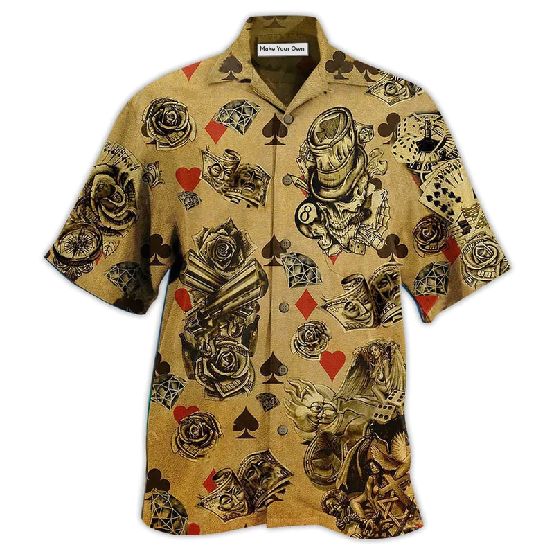 Hawaiian Shirt / Adults / S Gambling Flowers Skull - Hawaiian Shirt - Reefox