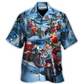 Hawaiian Shirt / Adults / S Christmas Driving With Santa Claus In Town - Hawaiian Shirt - Reefox
